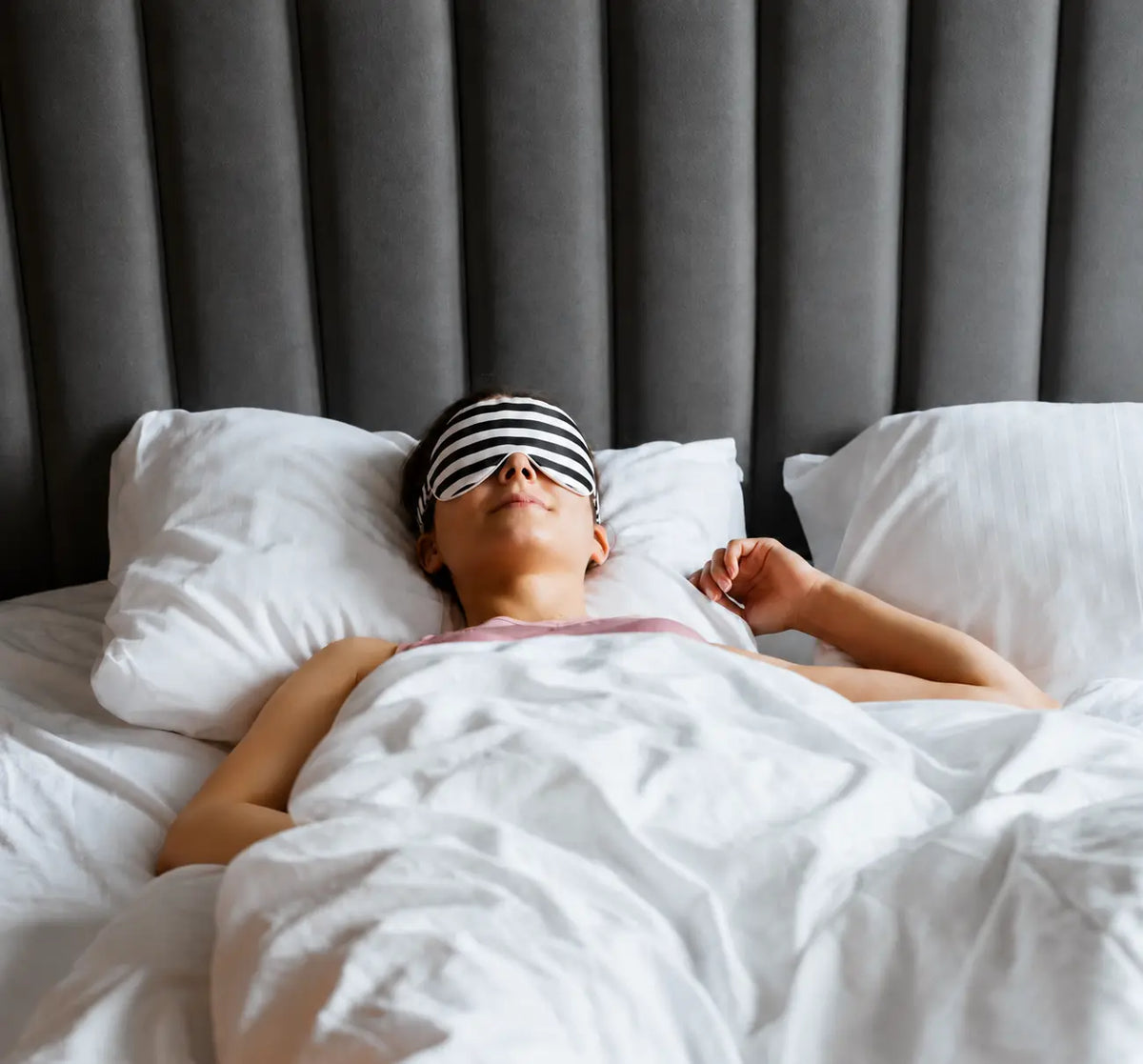 Black & White Striped Silk Sleep Mask