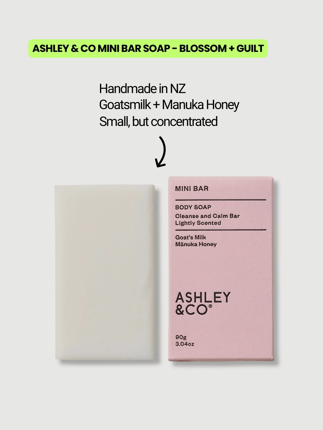 Ashley and Co Blossom and Gilt soap bar with goats milk and manuka honey, handmade in New Zealand